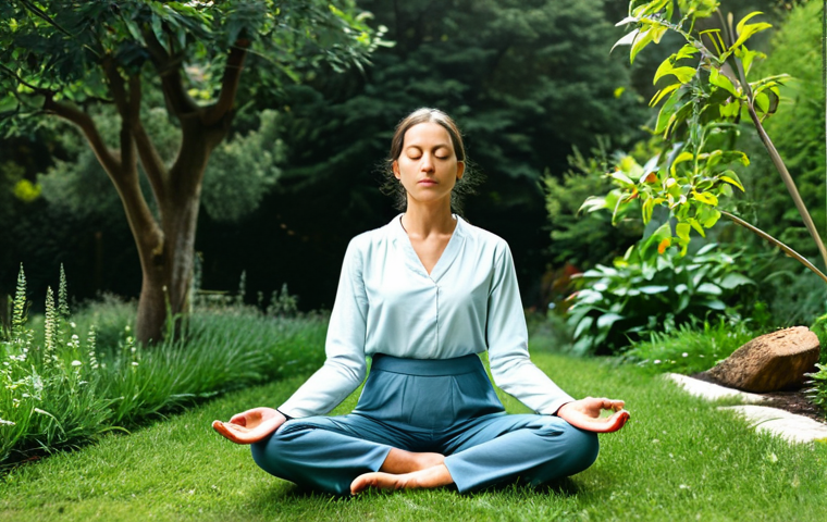 **

"A mindful woman fully clothed in comfortable clothing, meditating in a peaceful garden, surrounded by nature, safe for work, appropriate content, perfect anatomy, natural pose, professional photography, high quality, daytime setting, family-friendly, modest attire."

**